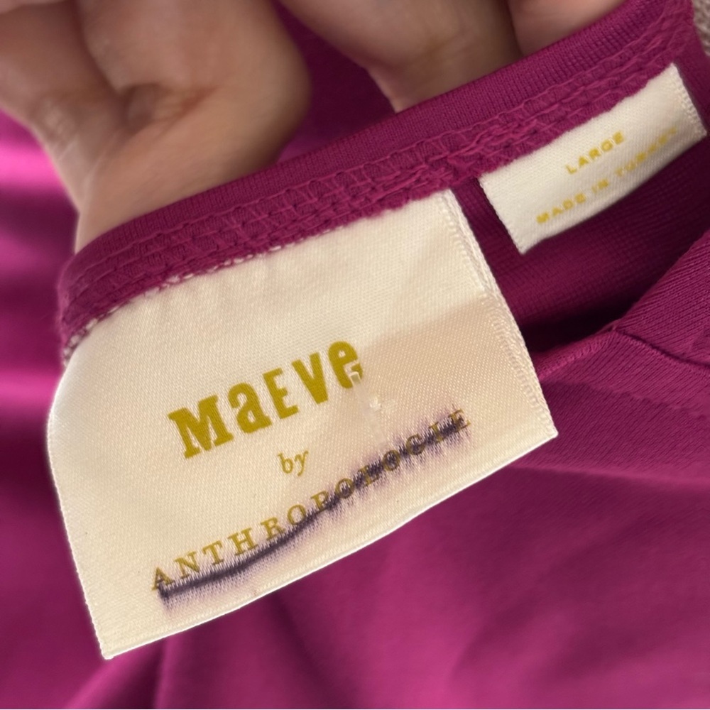Maeve Anthropologie Tank Top Large Magenta Pink Open Back Cutout Square Neck - Picture 4 of 11